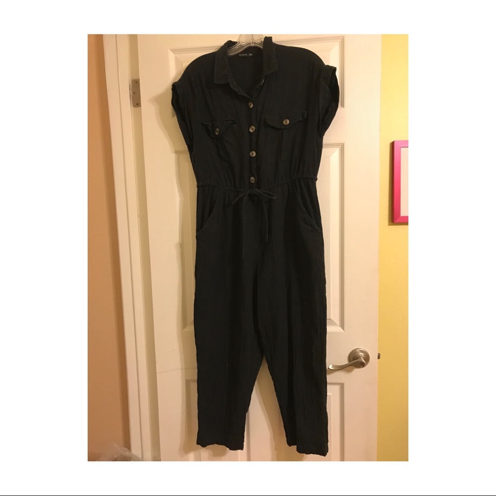 Lightweight Black Button Up Jumpsuit